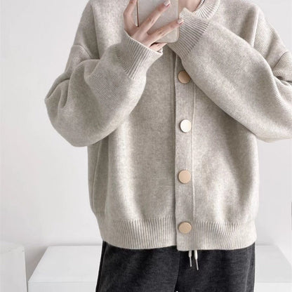 Beige Knit Button Front Cardigan Sweater for Women - Chiara