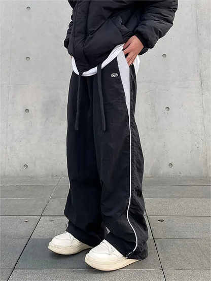 Men's Contrast Color Hip Hop Drawstring Baggy Sweatpants