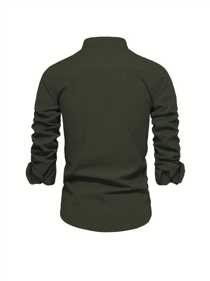 Men's Stand Collar Casual Shirt | Long Sleeve