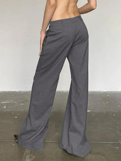 Gray Vintage Versatile Low Rise Tailored Pants