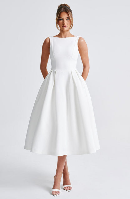 Alejandra Midi Dress-Ivory