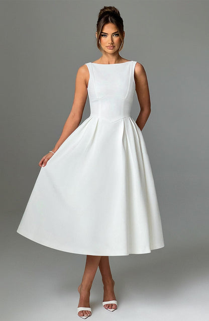 Alejandra Midi Dress-Ivory