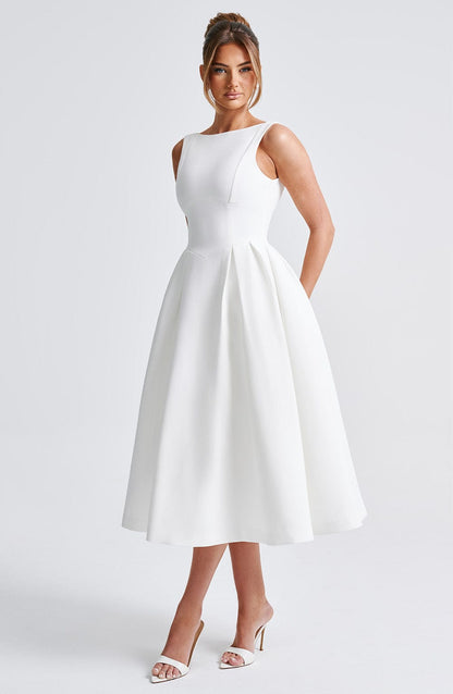 Alejandra Midi Dress-Ivory