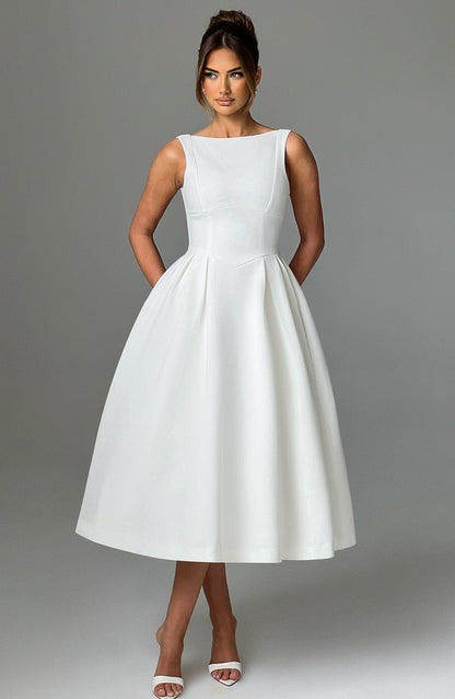 Alejandra Midi Dress-Ivory