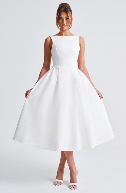 Alejandra Midi Dress-Ivory