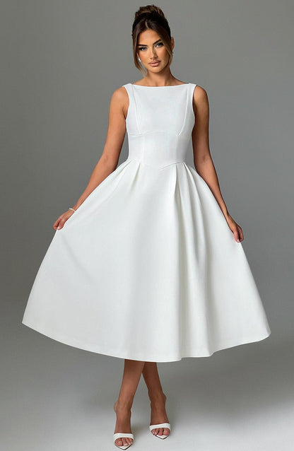 Alejandra Midi Dress-Ivory