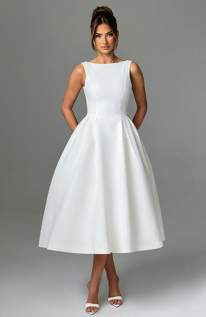 Alejandra Midi Dress-Ivory
