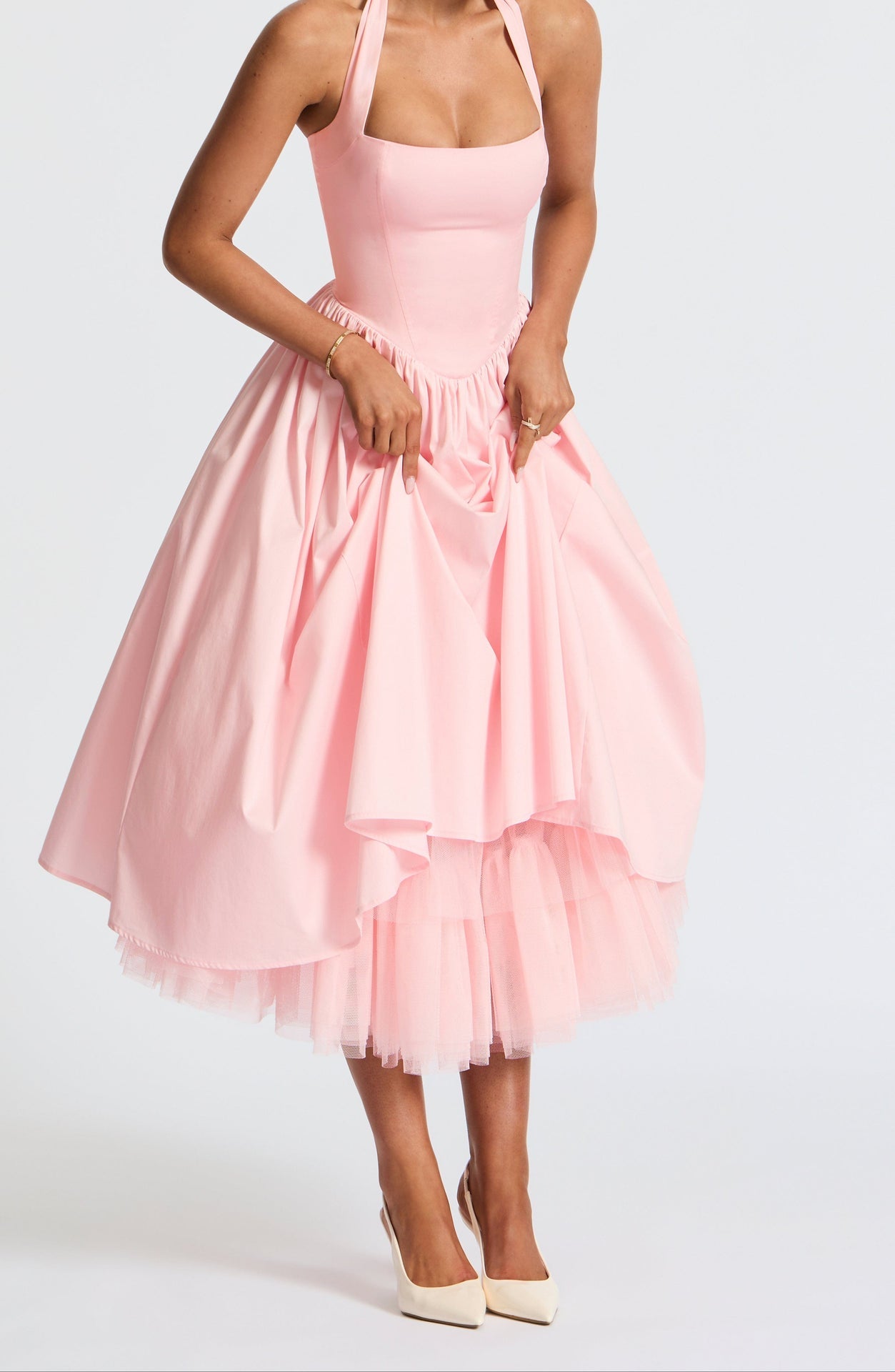 Zoe Midi Dress-Blush