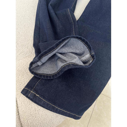 Dark Blue Wide Leg Denim Jeans for Women - Costanza