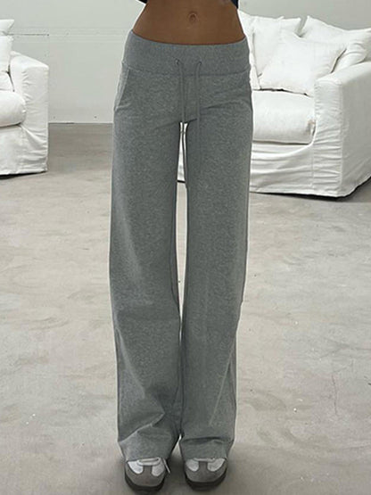 Grey Retro Flare Leg Pants