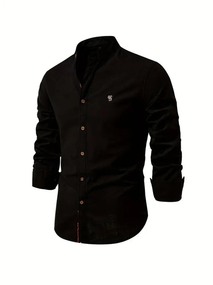 Men's Stand Collar Casual Shirt | Long Sleeve