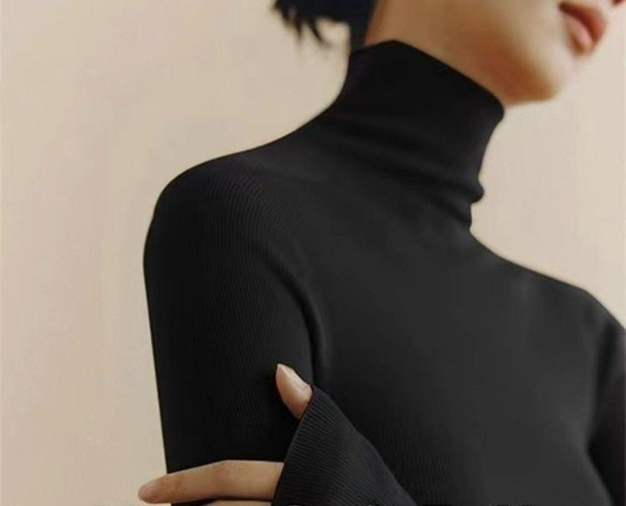 Ribbed Knit Turtleneck Long Sleeve Sweater for Women - Euridice