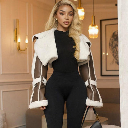 Faux Shearling Cropped Jacket for Women - Natalia