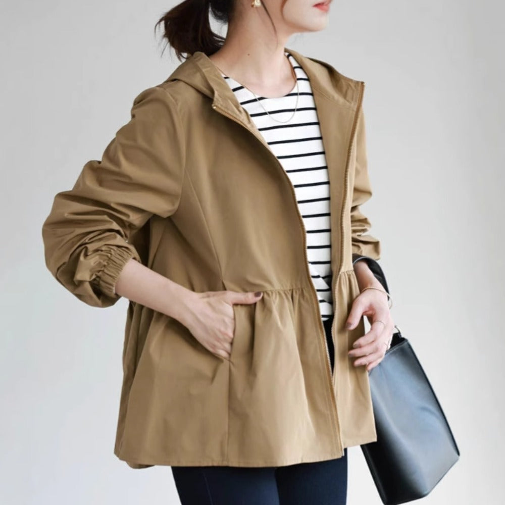 Hooded Long Sleeve Jacket with Pockets for Women - Fernanda