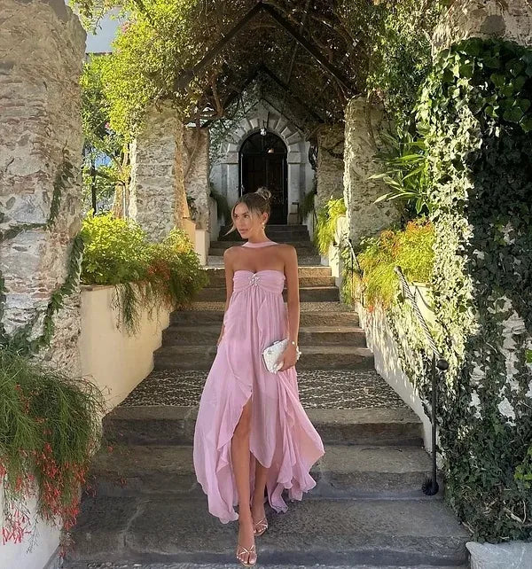 Strapless Maxi Dress with Ruffle Layers for Women - Larissa