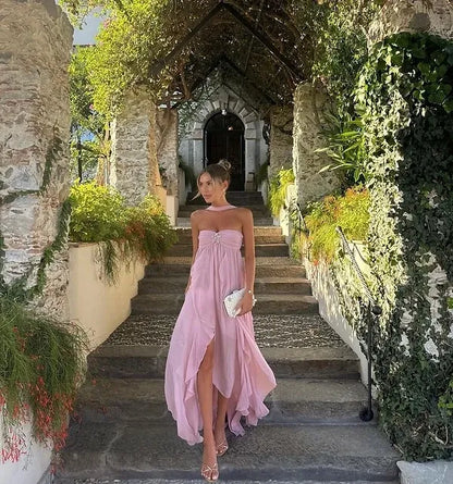 Strapless Maxi Dress with Ruffle Layers for Women - Larissa