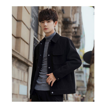 Corduroy Fleece Shirt Jacket with Pockets for Men - Ludovica