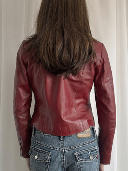 Red Vintage Punk Motorcycle Style Jacket