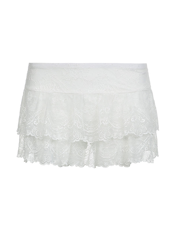 White Vintage Low Waist Versatile A-Line Mini Skirt