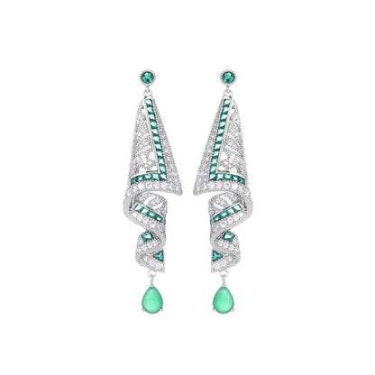 Silver Blue Crystal Drop Dangle Earrings for Women - Stefania