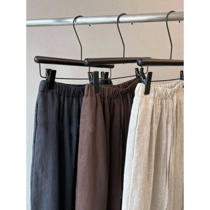 Wide Leg Linen Pants with Drawstring for Women - Monica