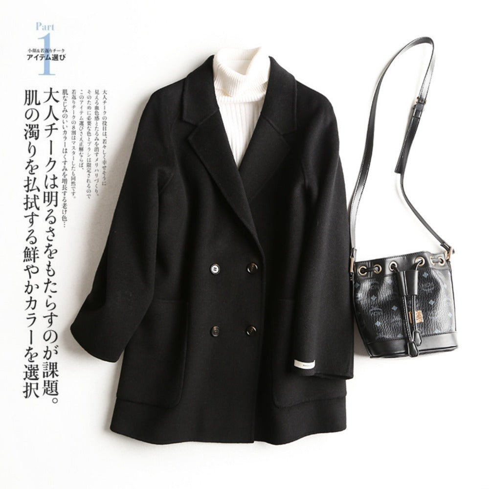 Double Breasted Wool Blend Coat for Women - Daria