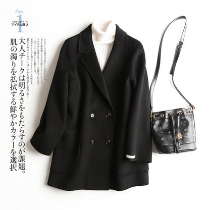 Double Breasted Wool Blend Coat for Women - Daria