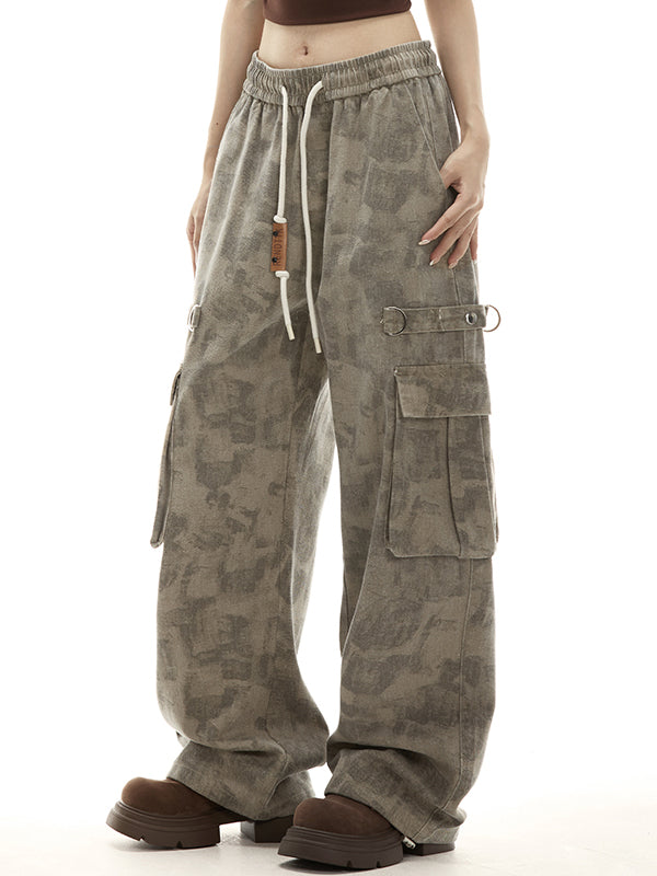 Coffee Vintage Wasteland Camouflage Cargo Pants