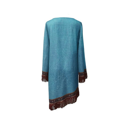 Embroidered Bohemian Mini Dress with Fringe for Women - Patrizia