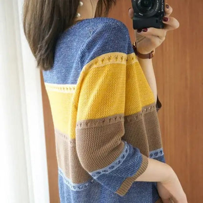 Color Block Knit Sweater for Women - Alfonsina