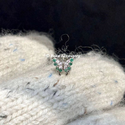 Green Crystal Butterfly and Flower Earring Set for Women - Valentina