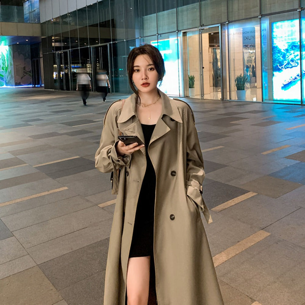 Long Double Breasted Trench Coat for Women - Floriana