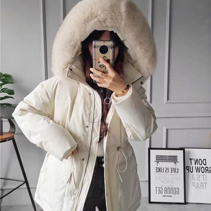 Puffer Jacket with Fur Hood for Women - Loredana