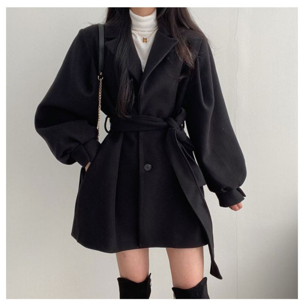 Belted Coat with Long Sleeves for Women - Marilena
