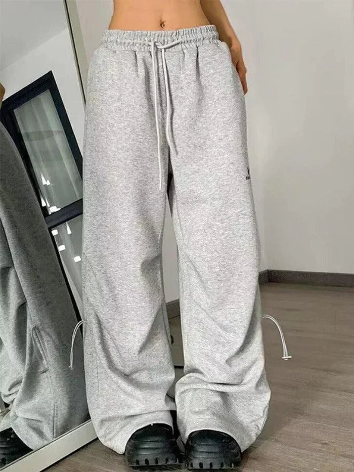 Retro Sport Drawstring Loose Leg Sweatpants