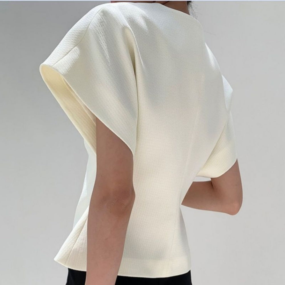 V Neck Wrap Short Sleeve Blouse for Women - Ottavia