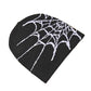 Punk Schwarze Beanie Mütze mit Spinnennetz Design
