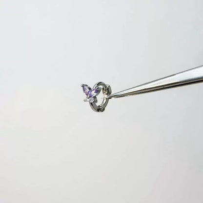 Purple Butterfly Stud and Dangle Earrings Set for Women - Grazia