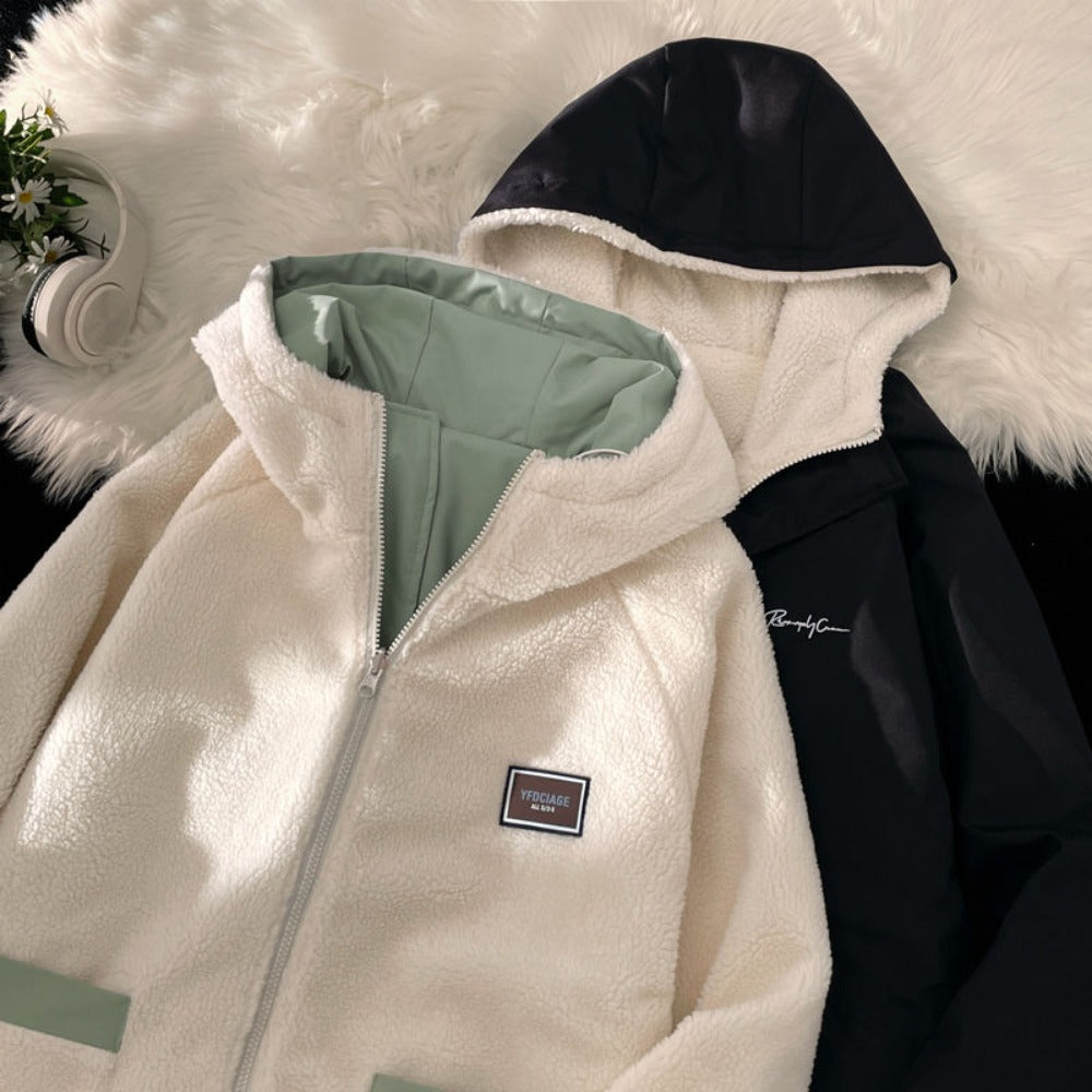 Reversible Fleece Lined Hooded Jacket for Men - Annetta