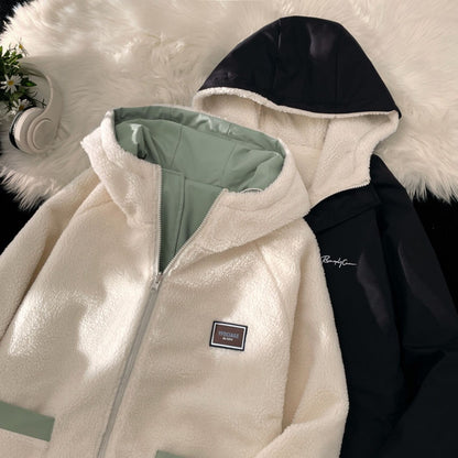 Reversible Fleece Lined Hooded Jacket for Men - Annetta