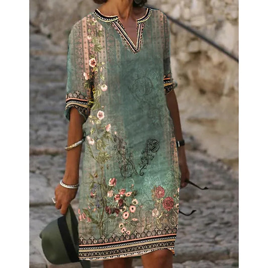Women's Vintage V-Neck Dress | Mini