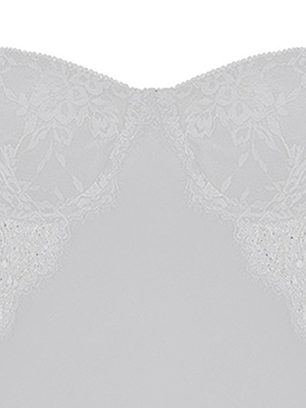 White See Through Lace Splice Slim Corset Top