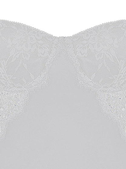 White See Through Lace Splice Slim Corset Top