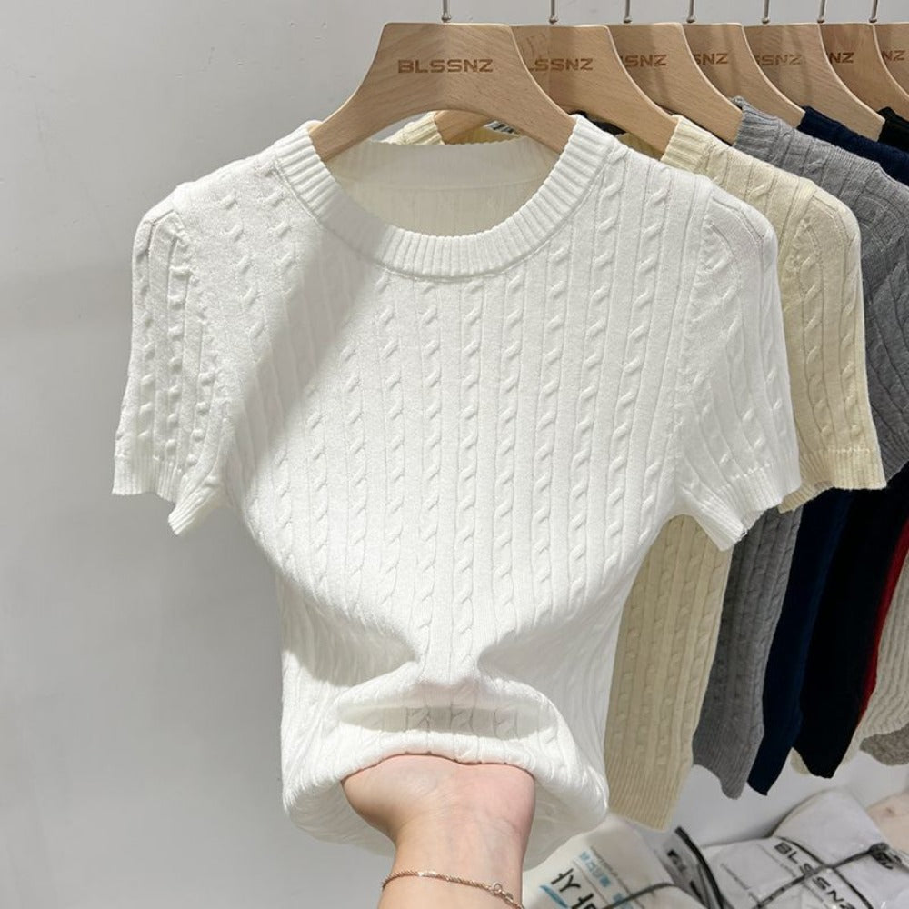 Short Sleeve Knit Sweater Top for Women - Eva