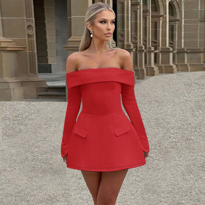 Off Shoulder Long Sleeve Mini Dress for Women - Norma