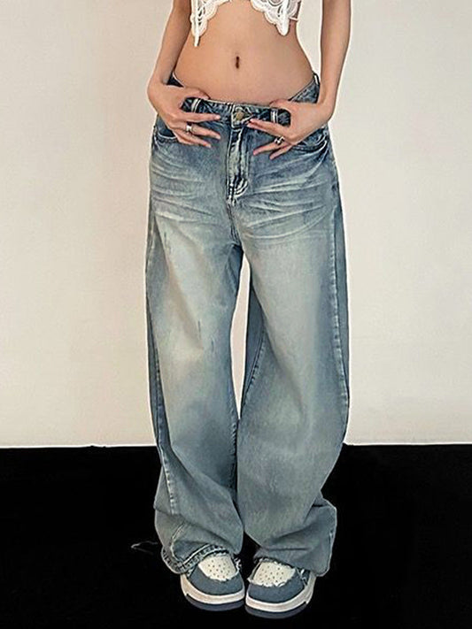 Vintage  Lockere Boyfriend Jeans mit Mopping Detail