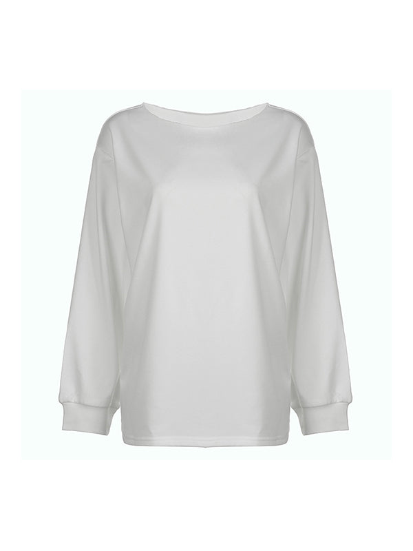 White Y2K Oversized One Shoulder Long Sleeve Tee