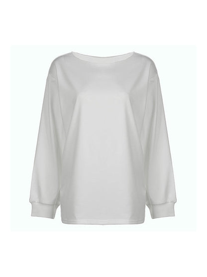 White Y2K Oversized One Shoulder Long Sleeve Tee