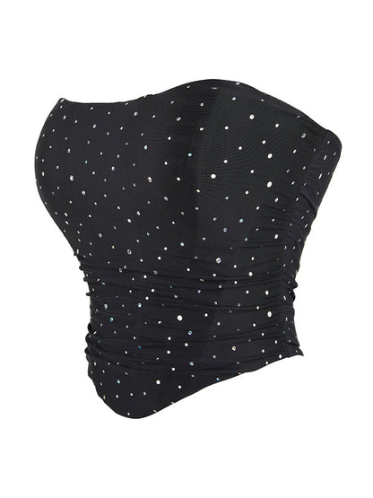 Y2k Plain Rhinestone Bandage Corset Top