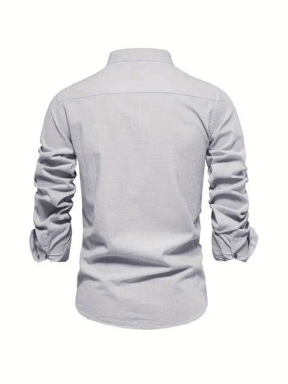 Men's Stand Collar Casual Shirt | Long Sleeve